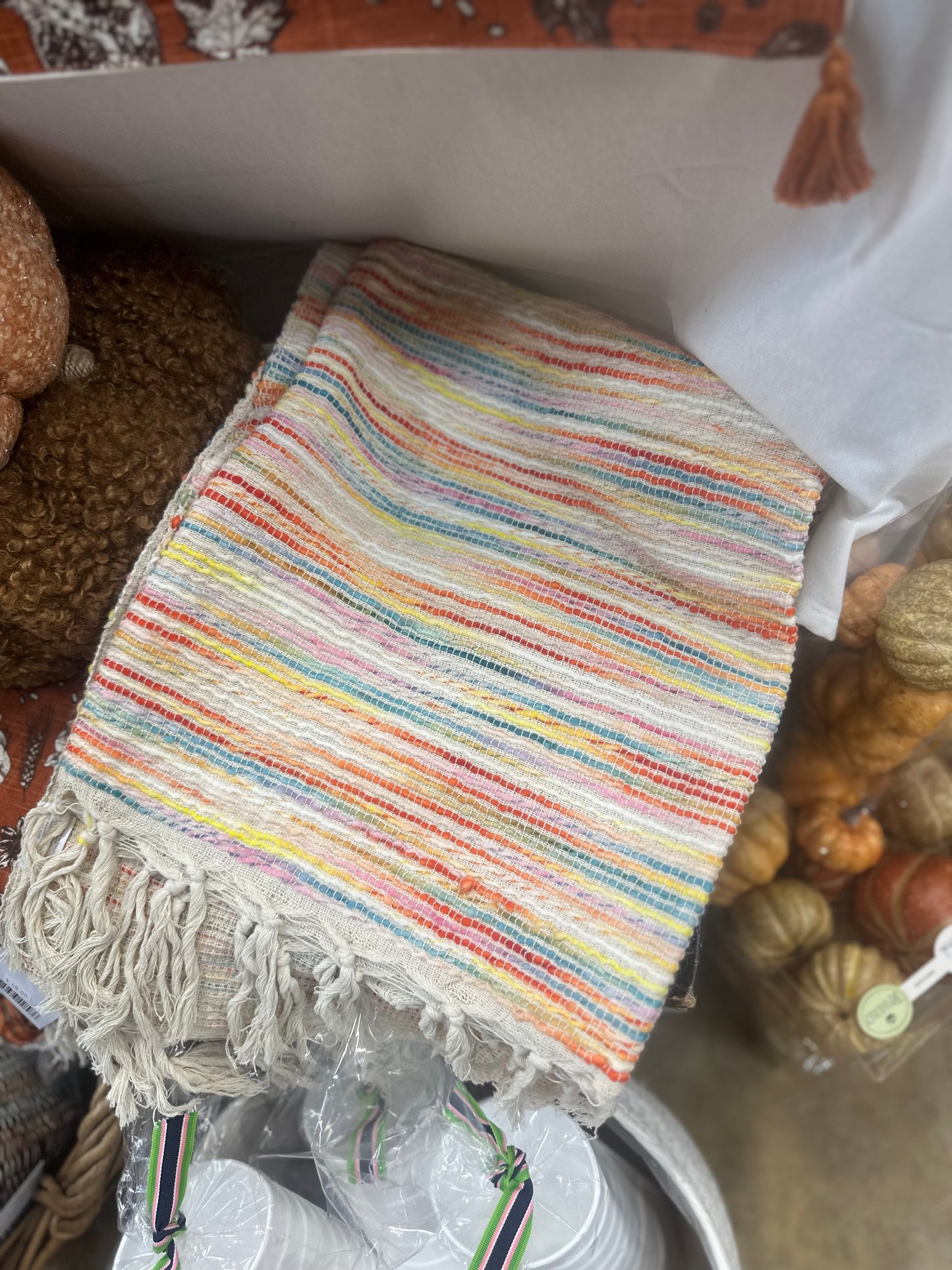 Rainbow Striped Throw