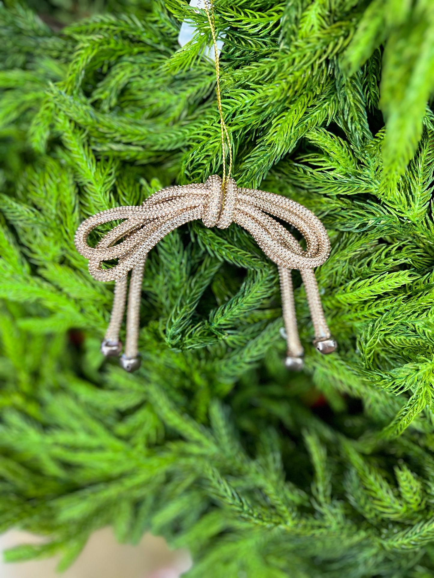 5.5" Sparkle Bow Ornament W/ Bells-2 Colors