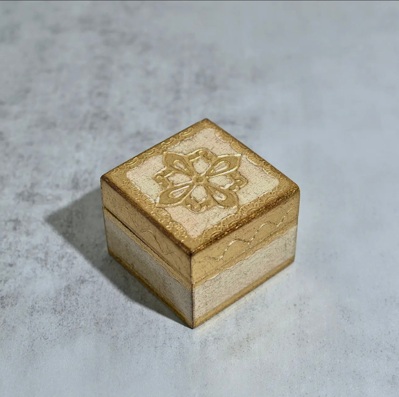 Florentine Carved 2” Mini Wood Box w/ Lid