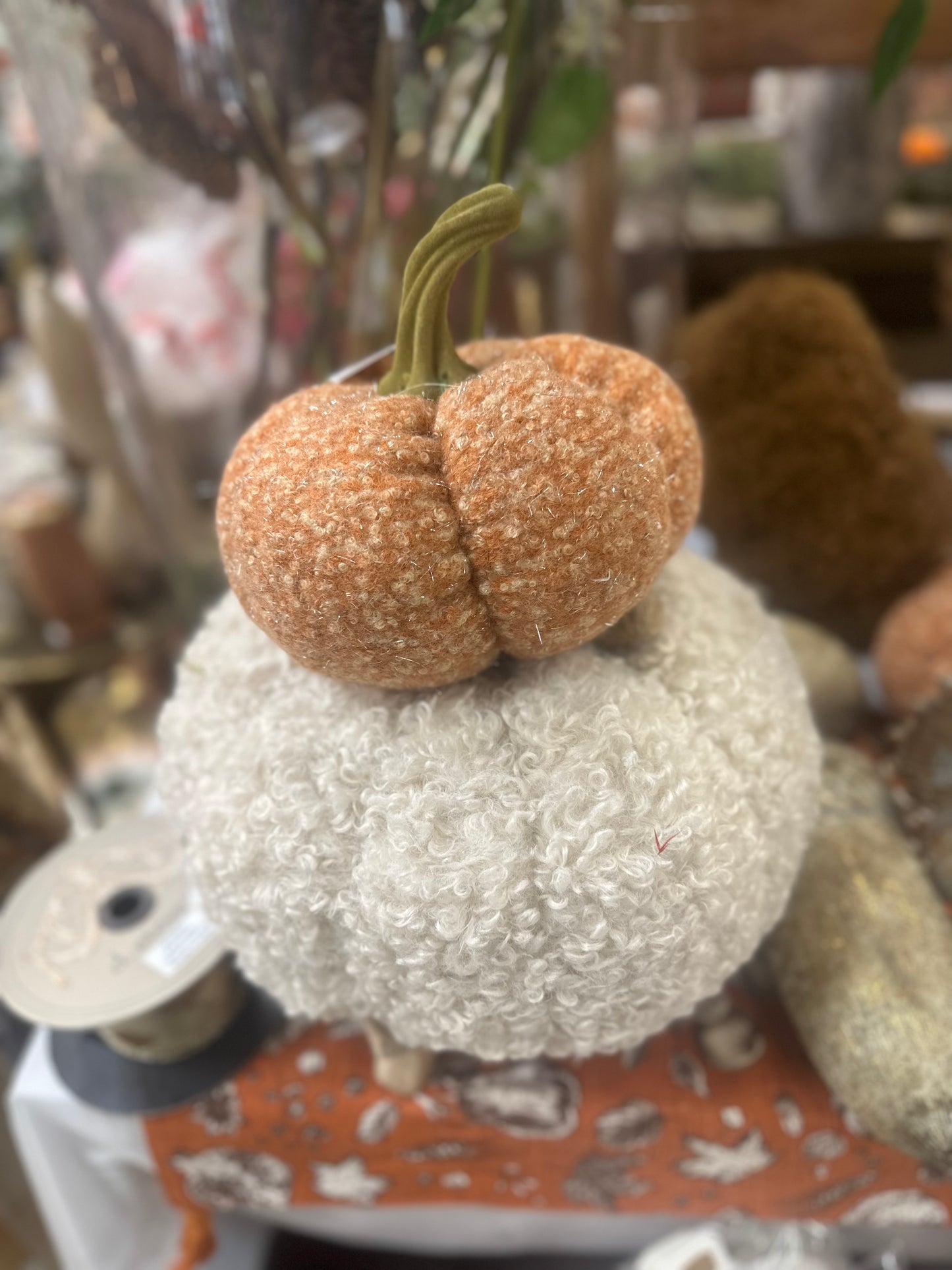 Orange Plush Pumpkin w/ Velvet Stem