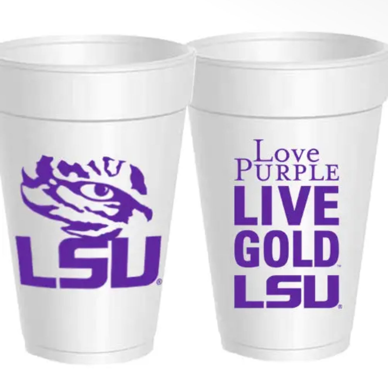 LSU GameDay Styrofoam Cups, 2 Styles