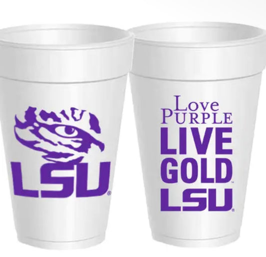 LSU GameDay Styrofoam Cups, 2 Styles