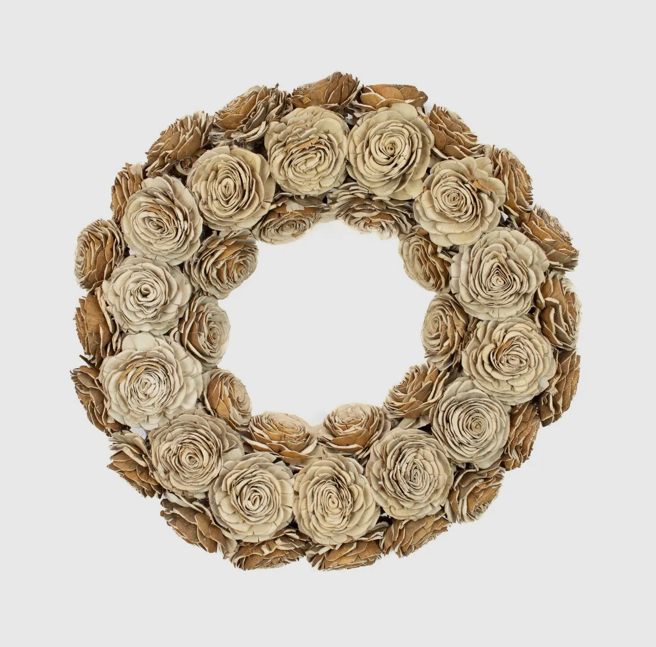 Shola Cottage Rose 18” Round Natural Wreath