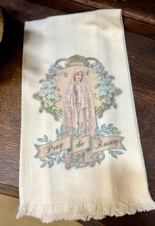 Pray The Rosary Tea Towel