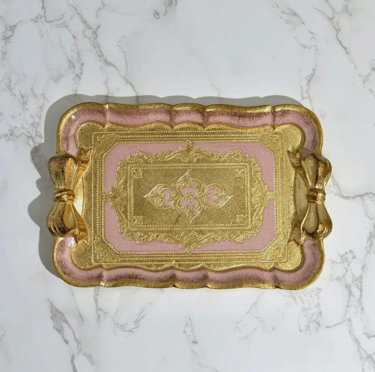 Florentine Carved Gilded Wood Mini Tray w/ Bow