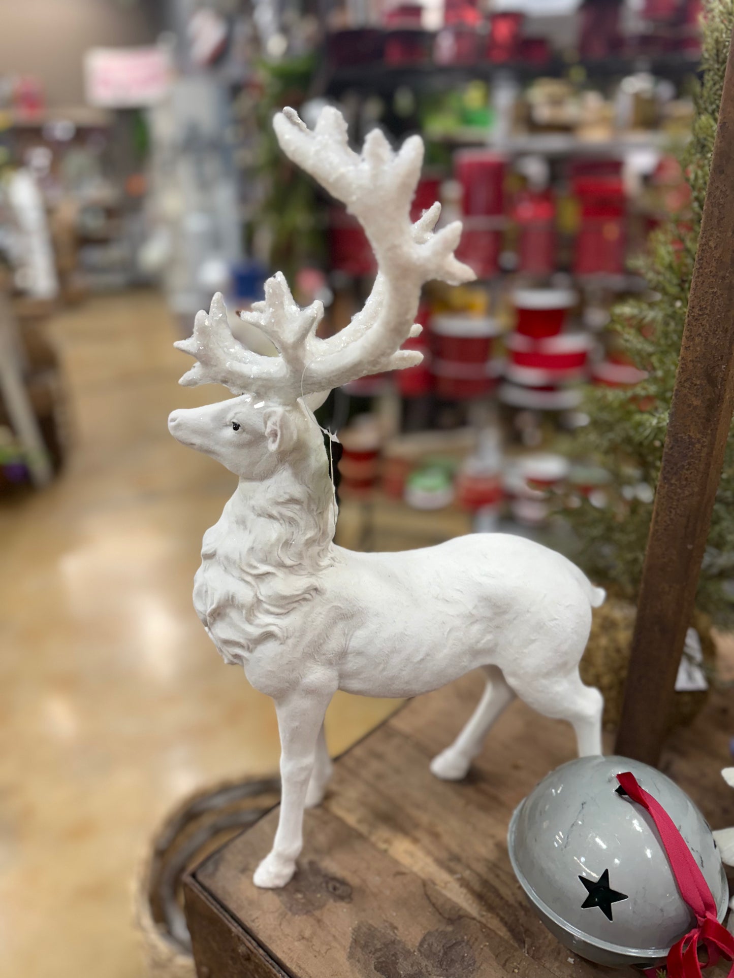 20.5” Resin Frozen Forest Flocked Deer, 2 Styles