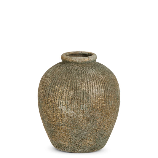 8.5" Distressed Gold Concrete Finish Vase