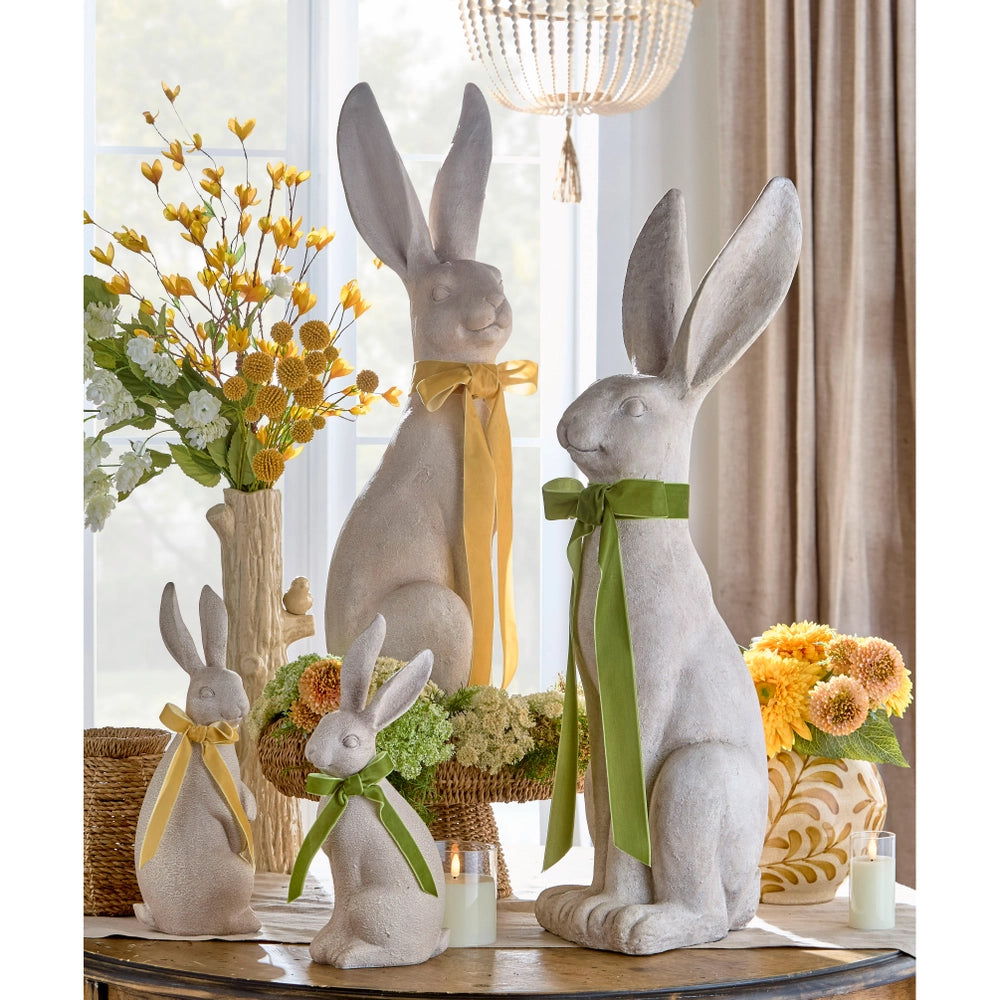 14.5" Concrete Look Rabbit w/ Bow, 2 Colors