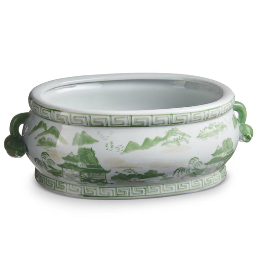 17" Green & White Planter