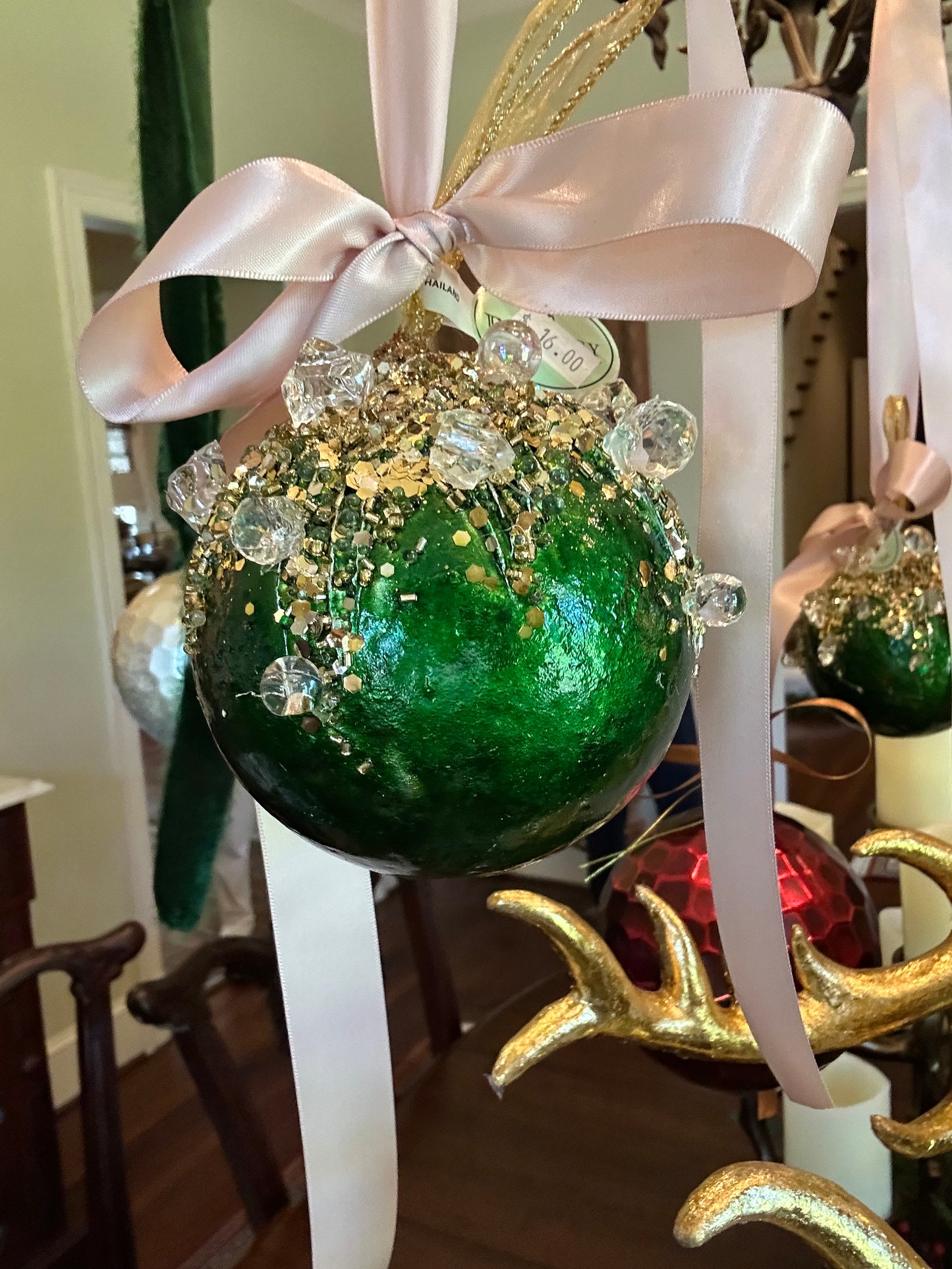 4” Heavy Jeweled Ball Ornament