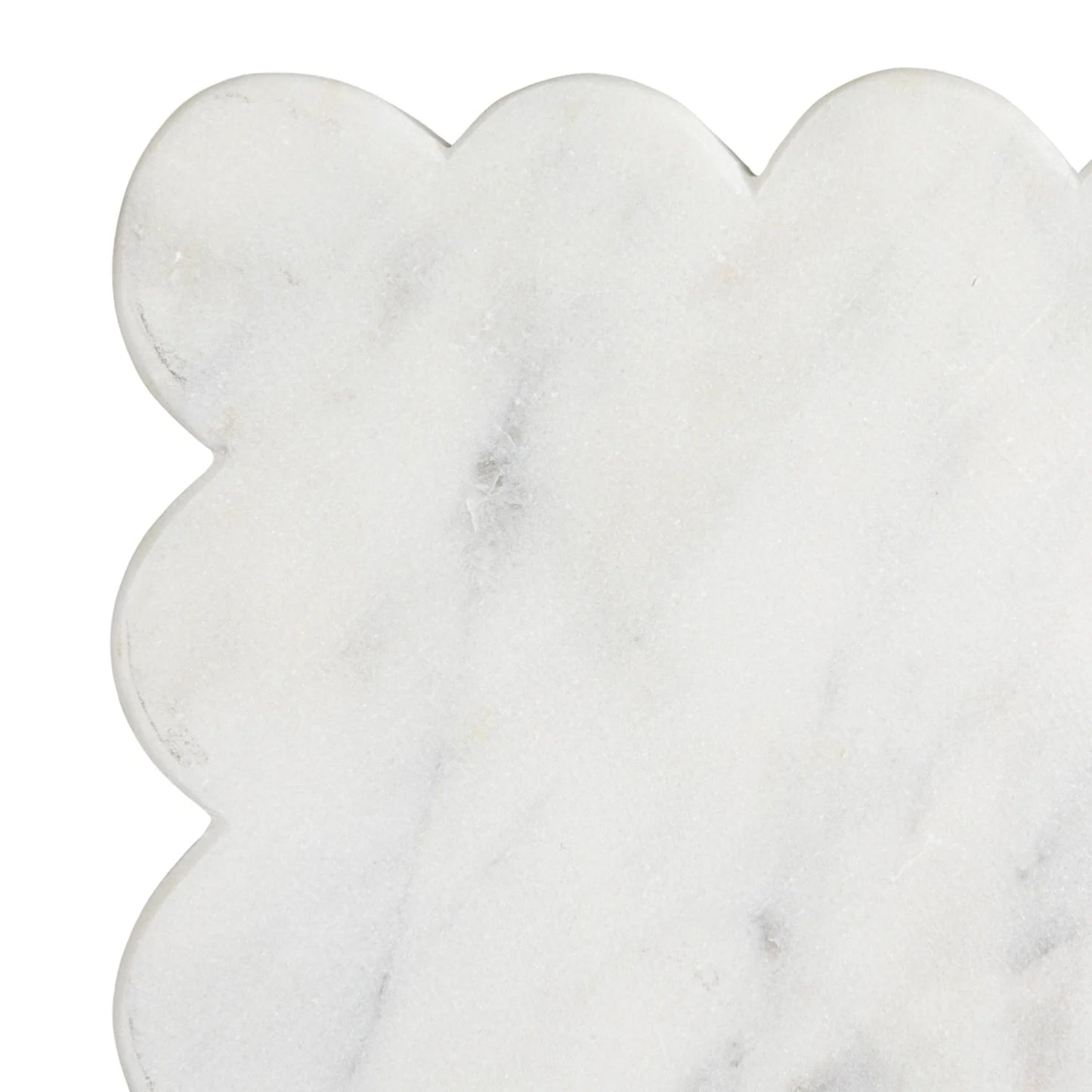 Marble Cheese/Cutting Board w/ Scalloped Edge, White