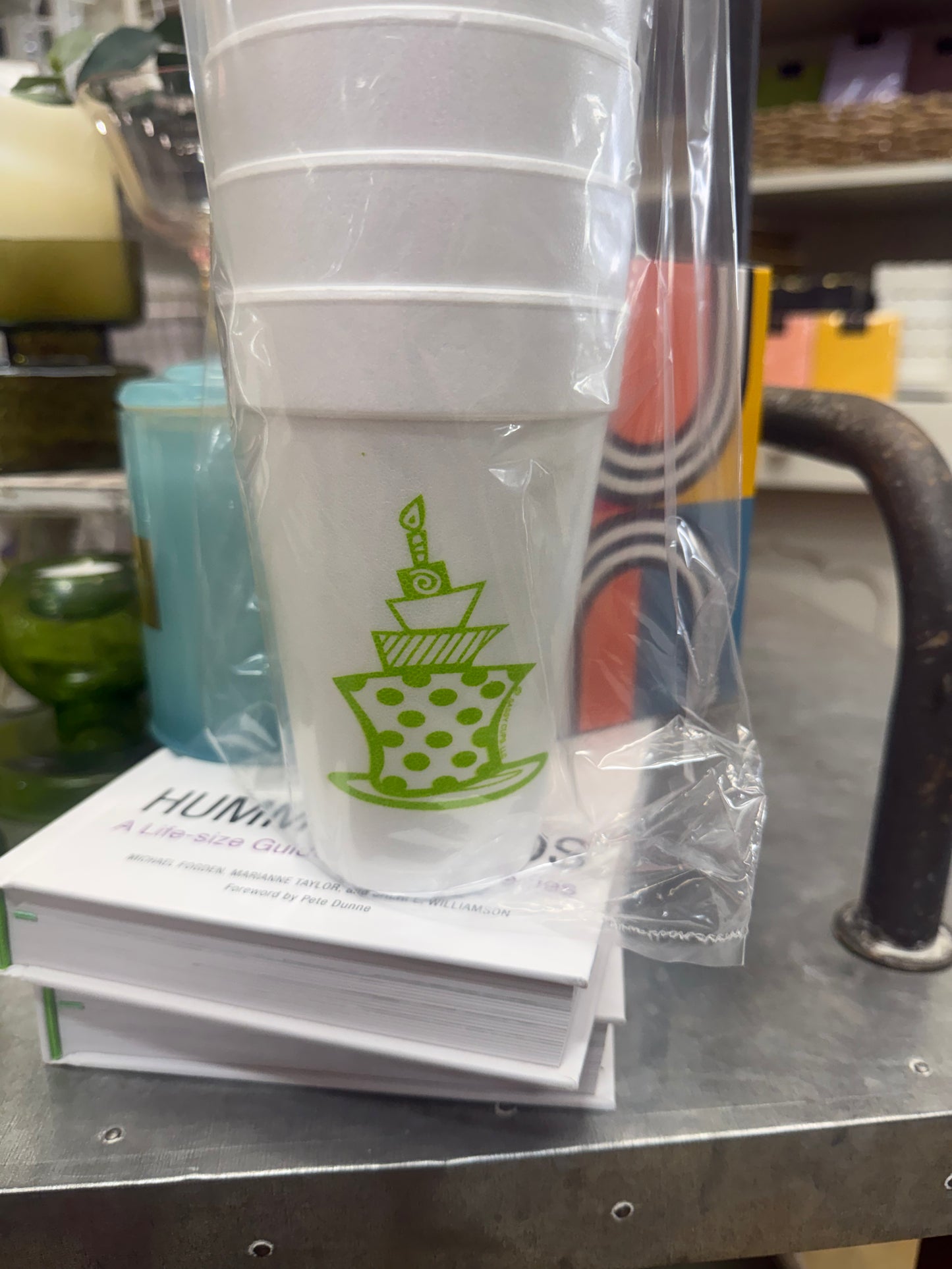 Lime Green Happy Birthday Styrofoam Cups, 10 per Sleeve