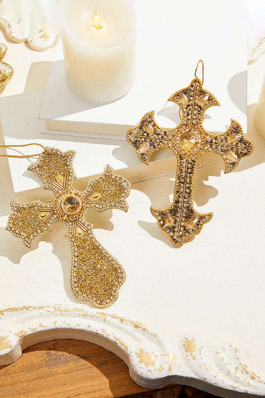 7.5” Jeweled Bead Cross Ornament, 2 Styles