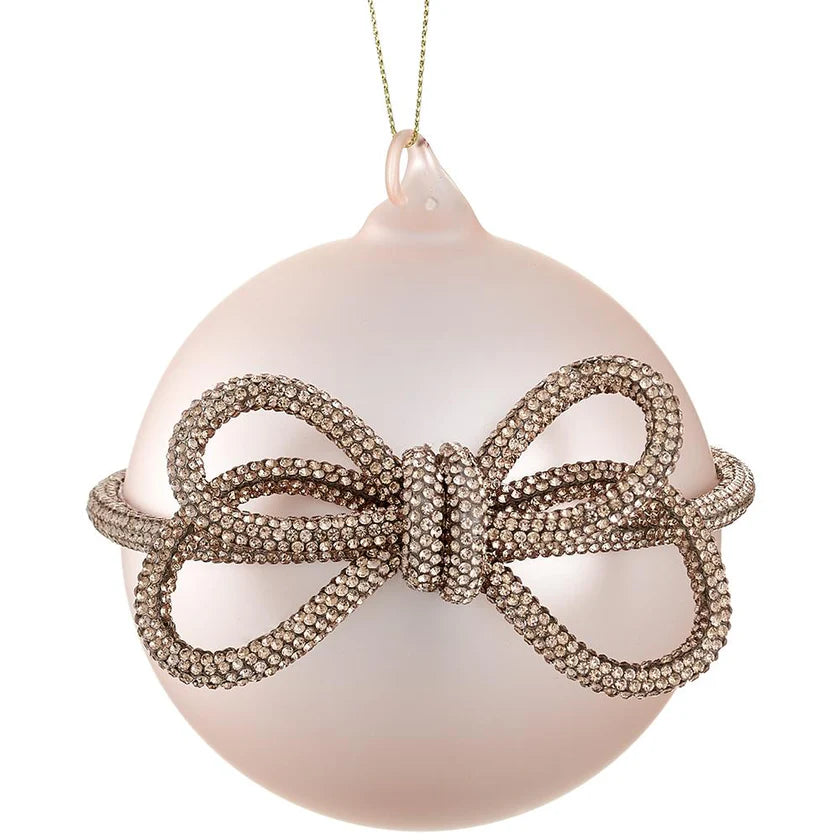 4" Glass Ball Ornament with Diamond Bow