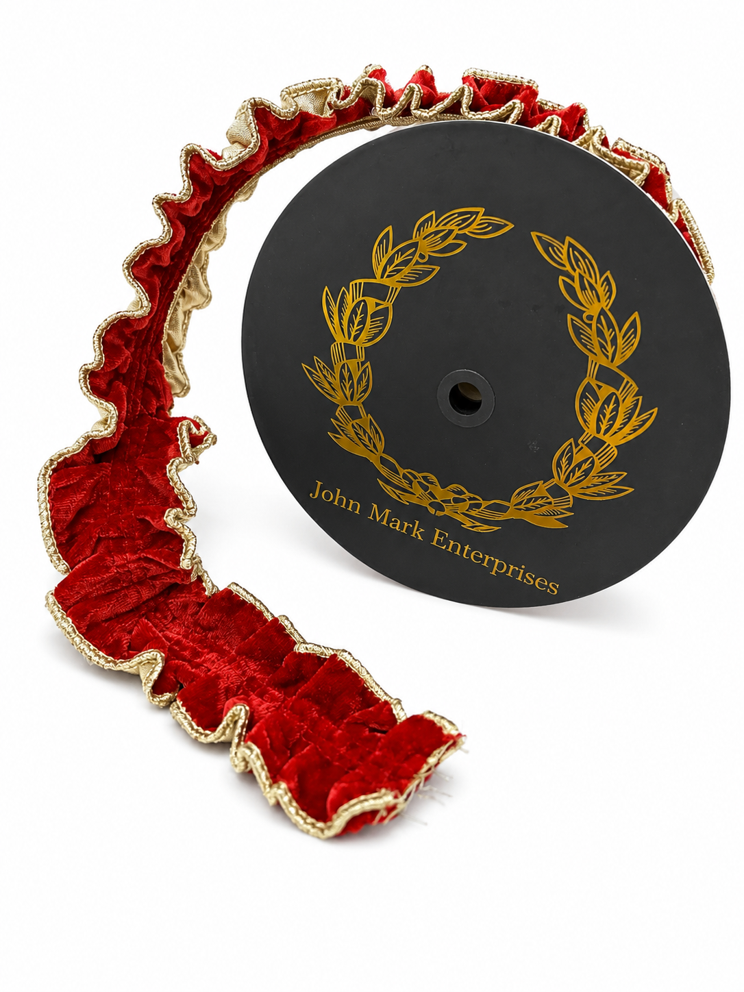 JME Red Velvet Pleated Metallic Dupion -1.5”x10YD
