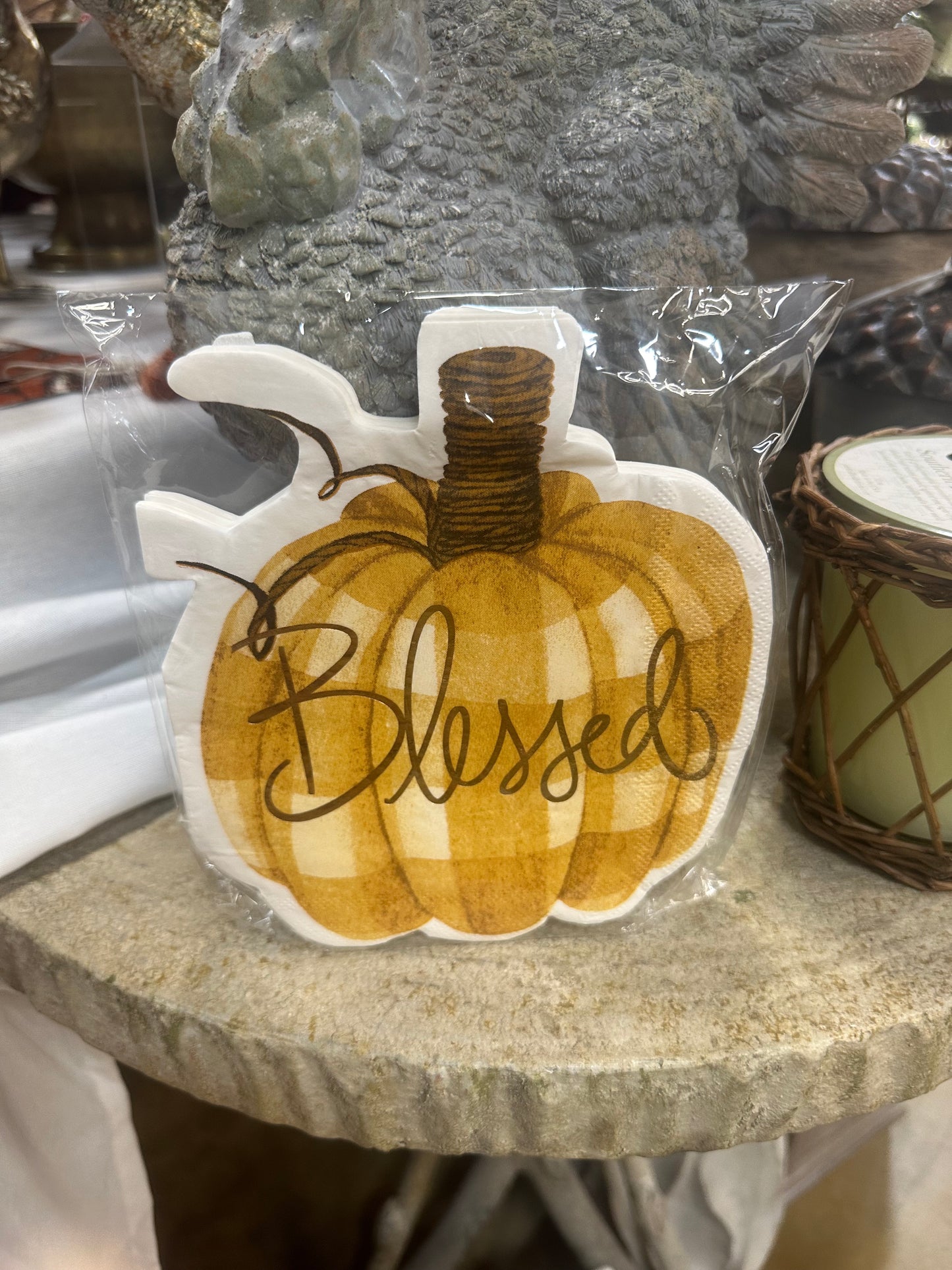 Pumpkin Shaped 'Blessed' Cocktail Napkins