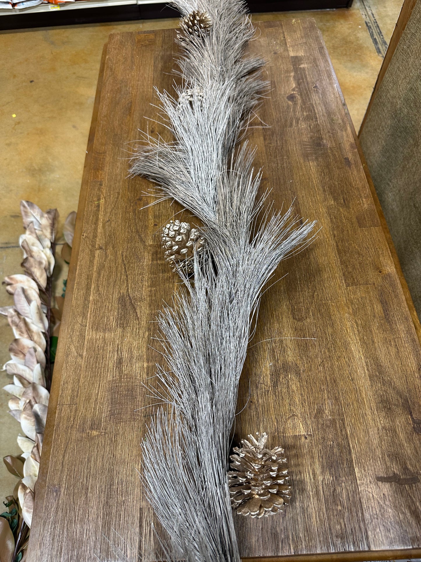 5' Metallic Long Needle Pine Garland w/ Pine Cones