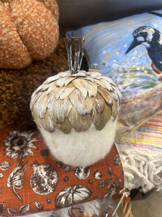 7.5" White & Glitter Acorn