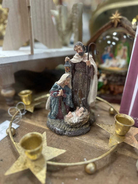 6" Resin Glittered Holy Family