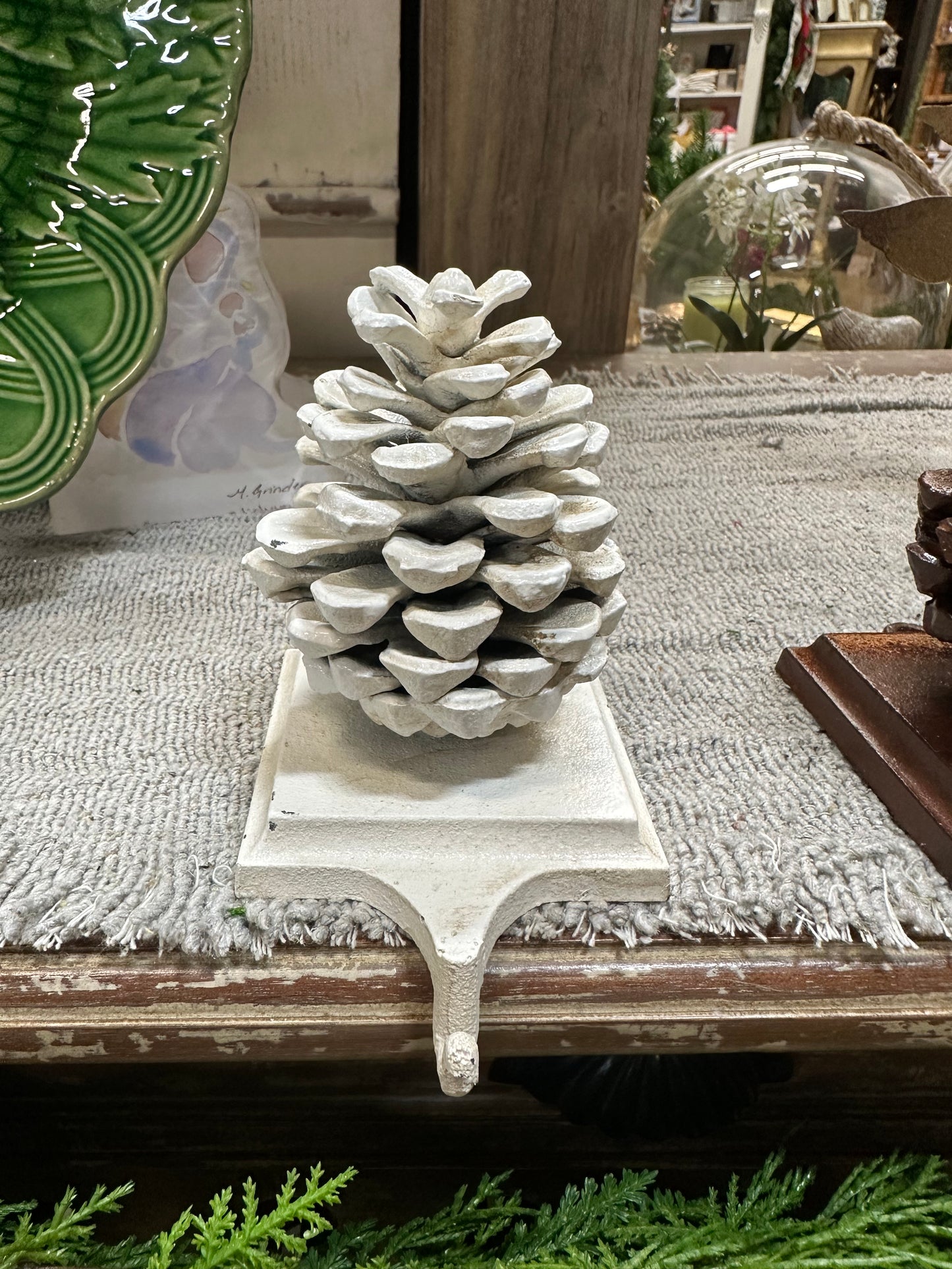 Cast Iron Pine Cone Stocking Holder