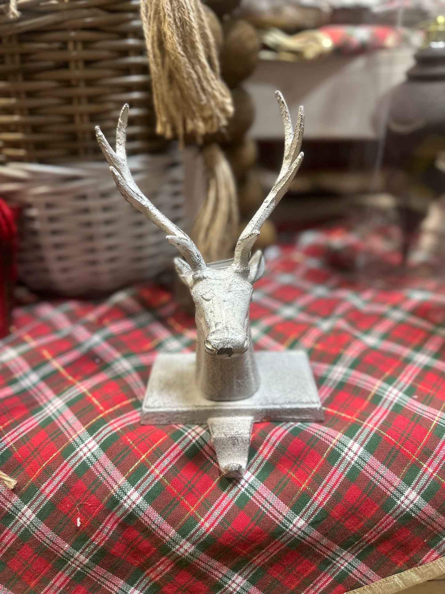 Whitewashed Stag Stocking Holder