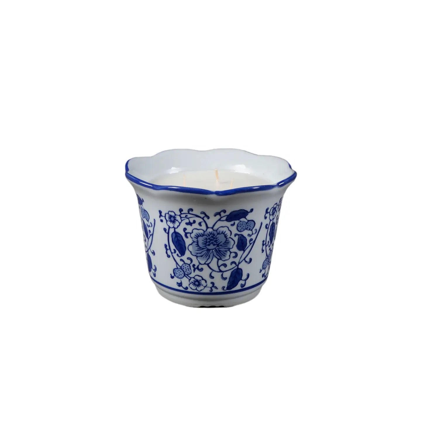 Scallop Top Chinoiserie Ceramic Candle