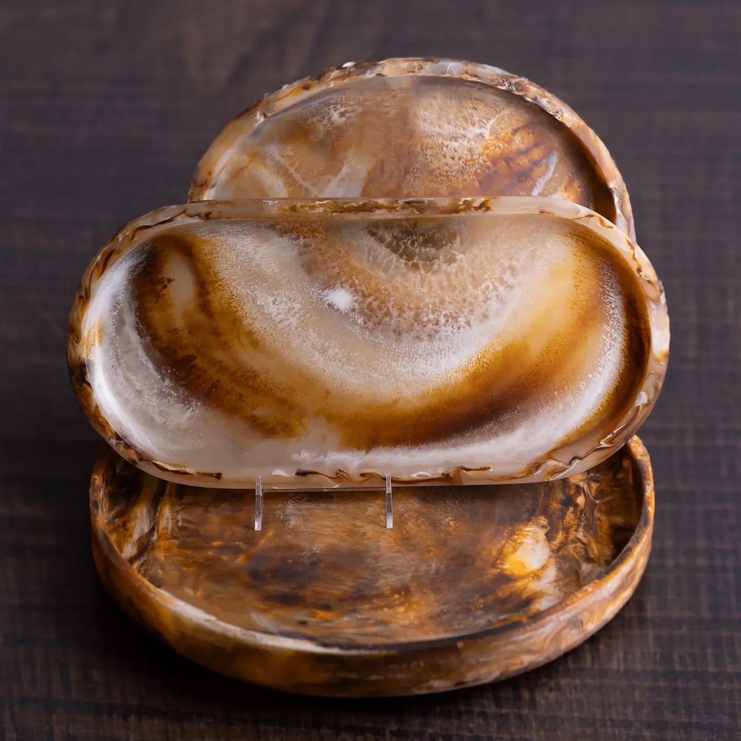 Tortoise Shell Resin Oval Tray