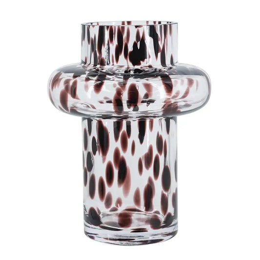 Clear Glass Accent Vase with Artistic Amber Spots
