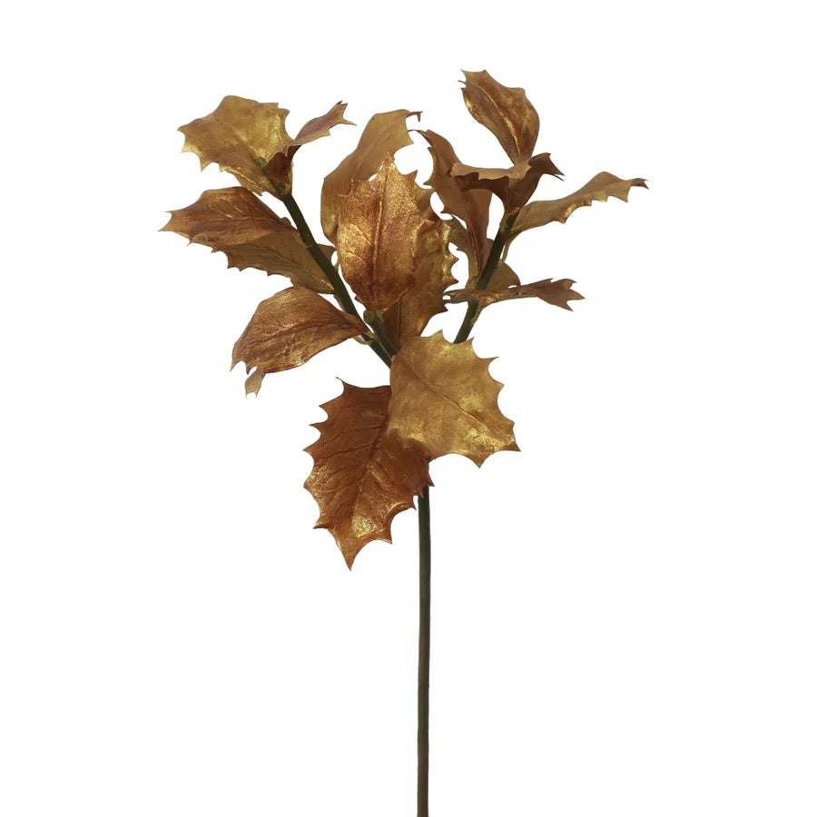 15" Gold Holly Spray