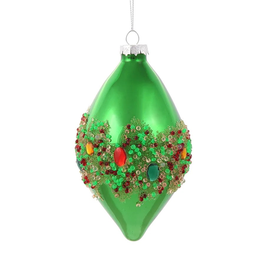 Shiny Beaded Finial Ornament