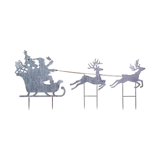 82.6" x 1.1" Santa & Reindeer Metal Yard Stake