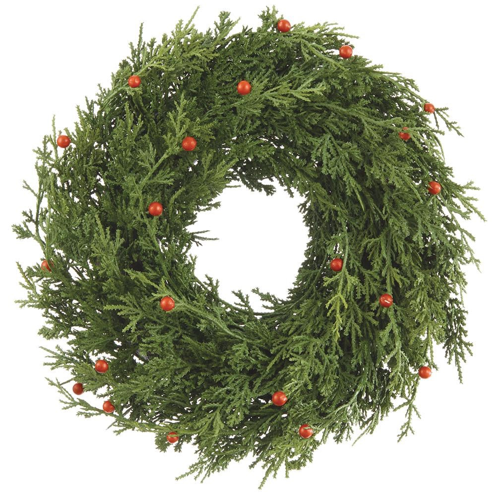 16" Berry & Cedar Wreath