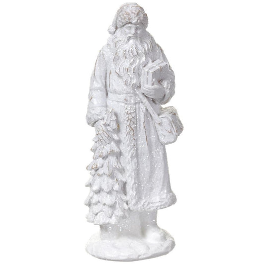 9.5" Glittered Santa w/ Tree