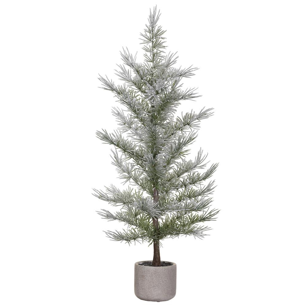 33" Snowed Pine Tree in Cement Pot