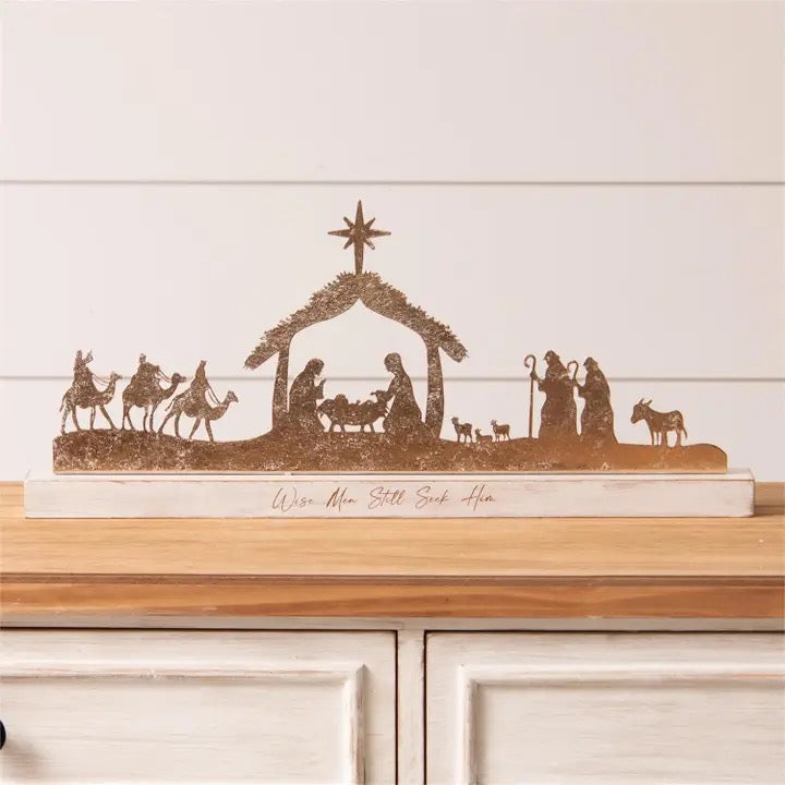 Gold Shimmer Nativity Silhouette