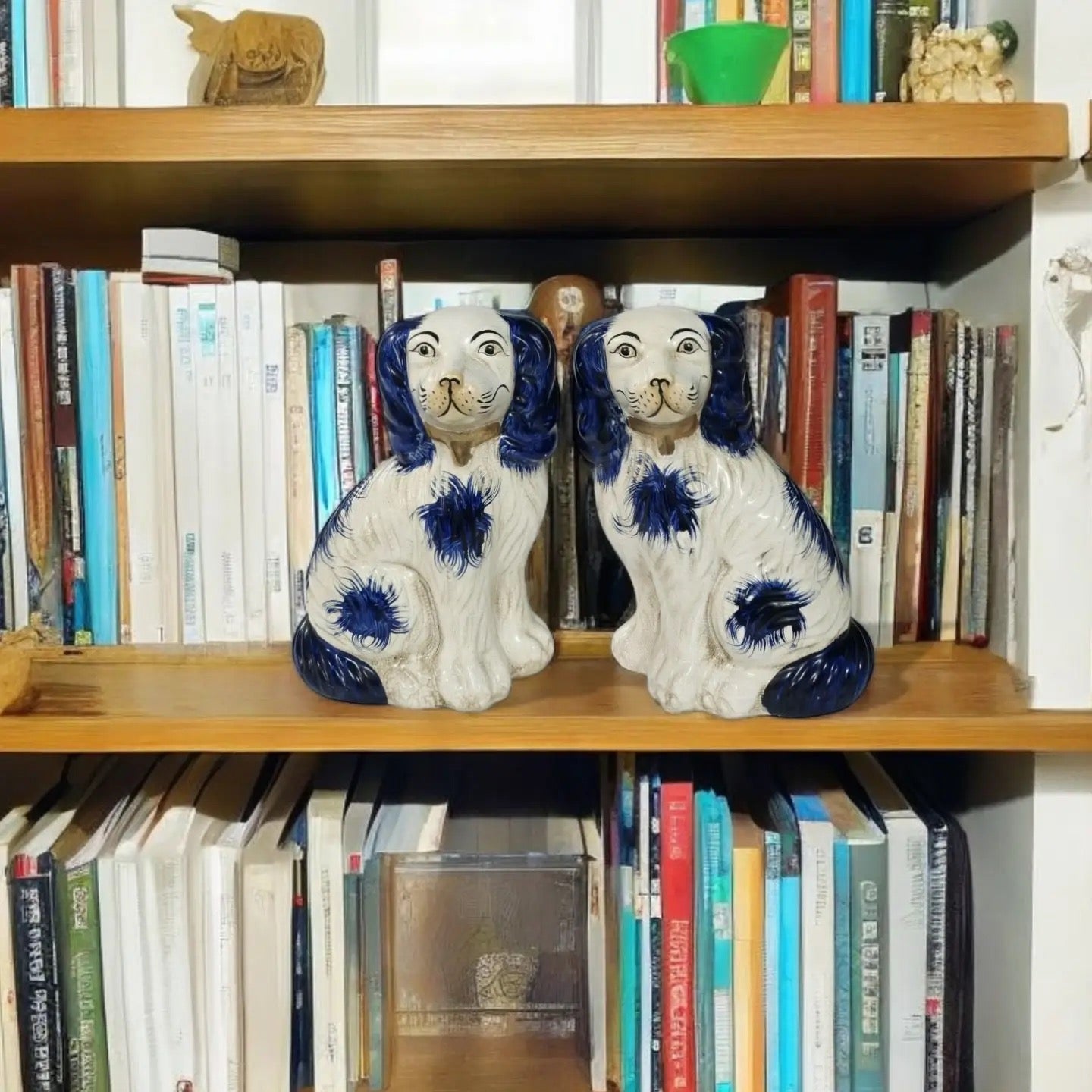 Blue & White Ceramic Staffordshire Dog Pair