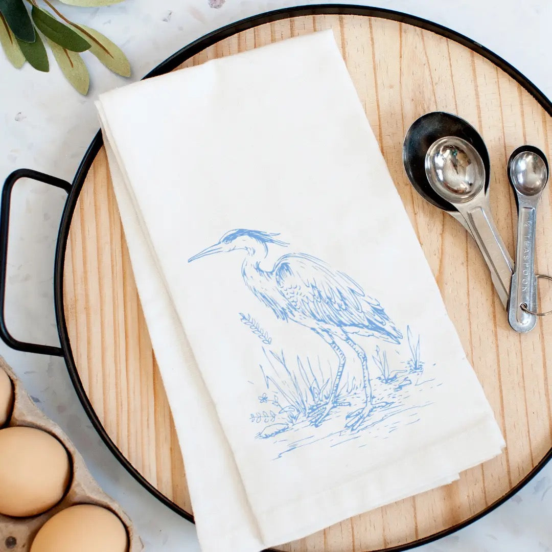 Chinoiserie Heron Towel