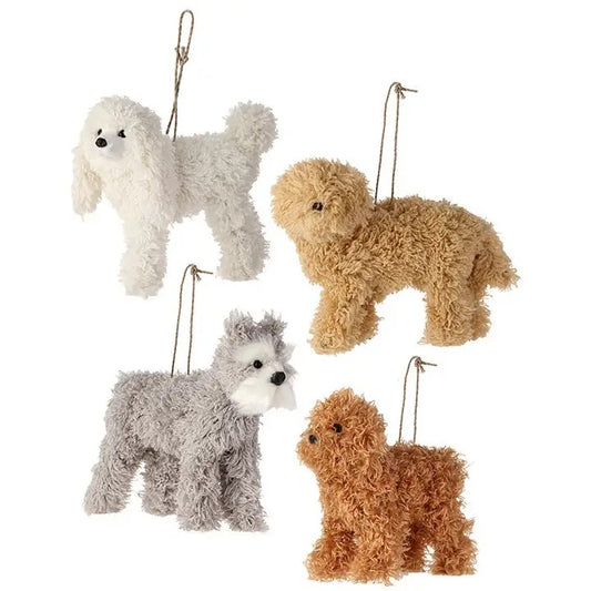 Furry Dog Ornament - 4 Assorted Styles