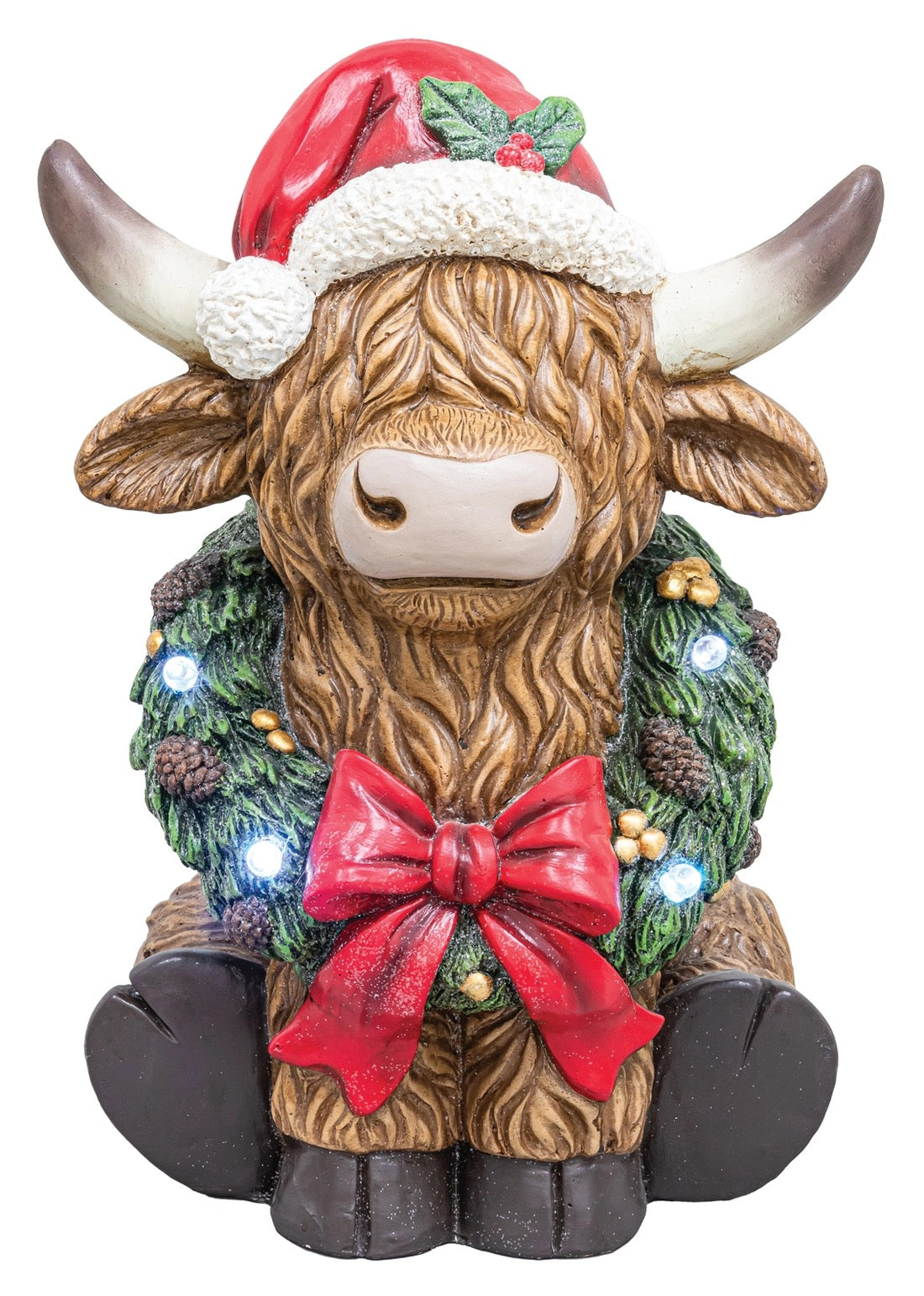 Highland Cow W/ Lighted Wreath