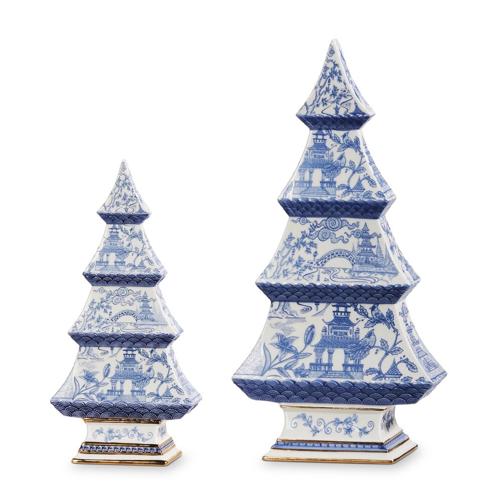 12.5" Blue Chinoiserie Trees