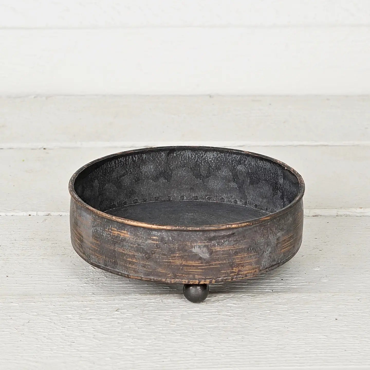 Round Antique Pewter Bowl