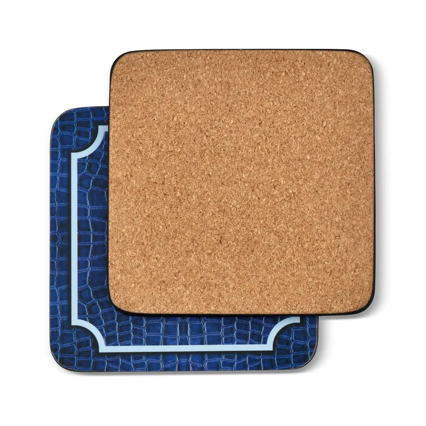 Blue Croc Leather Coaster Set