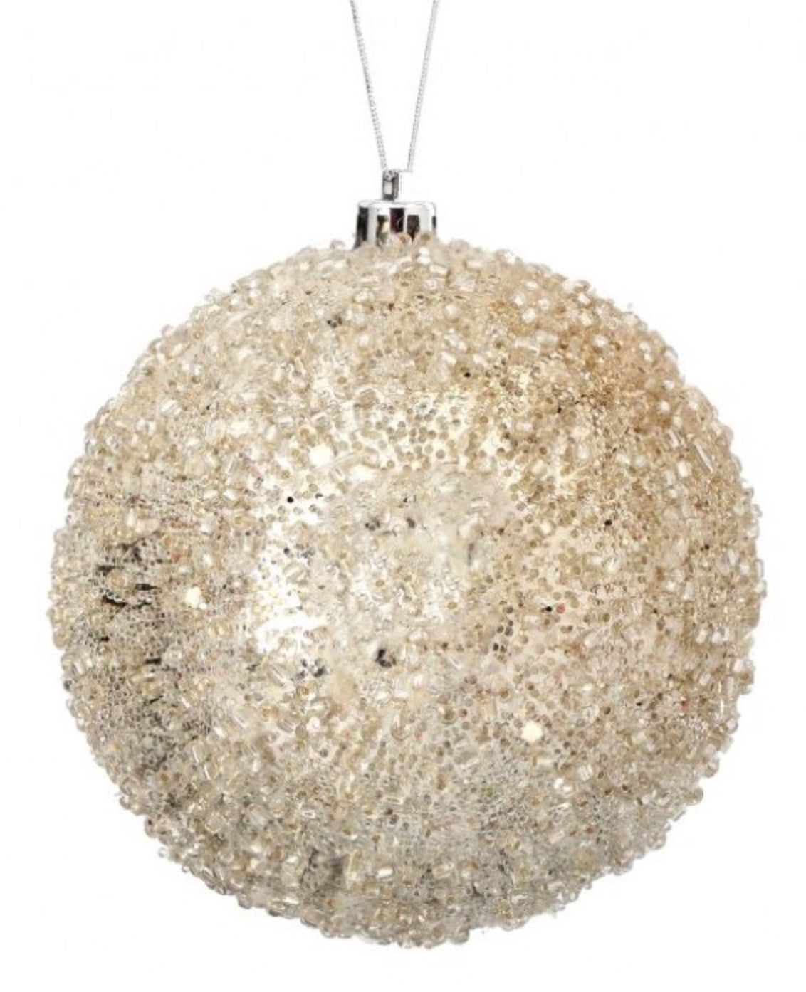 4" Iced Metallic Ball Ornament – Champagne