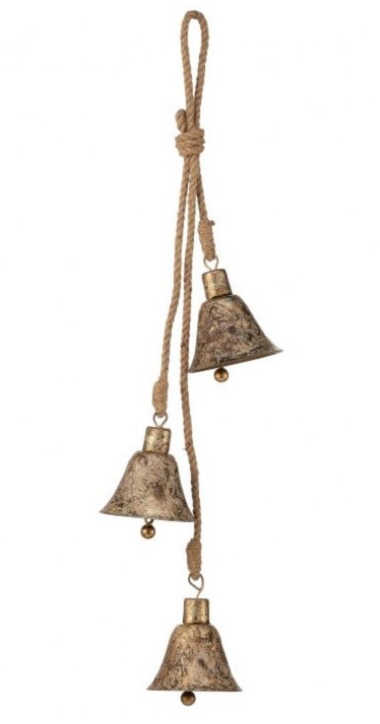 19" Triple Iron Antique Bells with Jute
