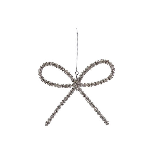 5-1/2" Metal Rhinestone Bow Ornament