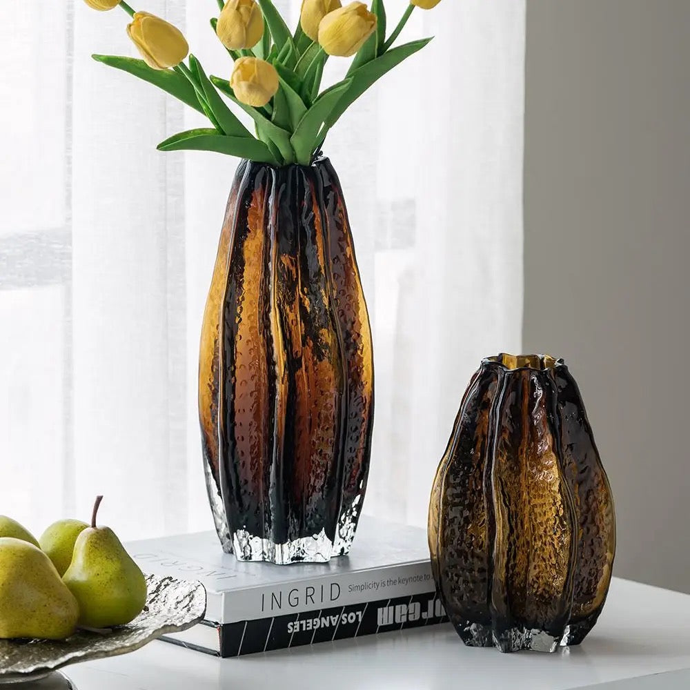Textured Starfruit Glass Vase - Thumbnail 3