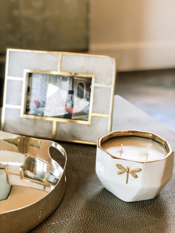 Dragonfly Gold Capri Candle- Driftwood & Sea Salt