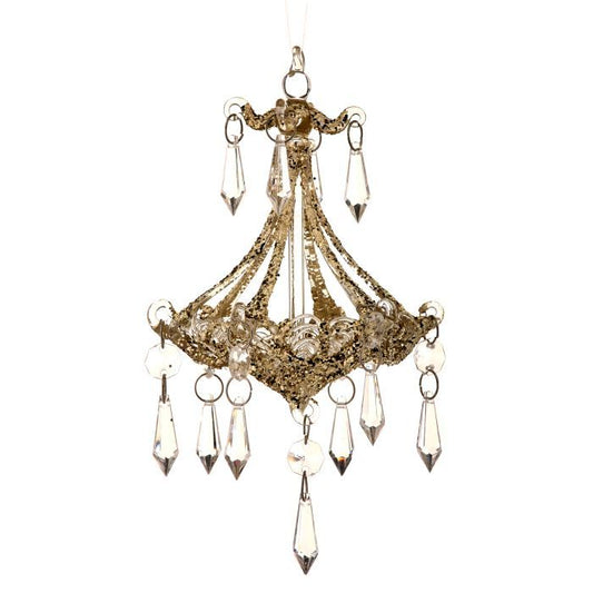 Glass Crystal Drop Chandelier Ornament – Champagne