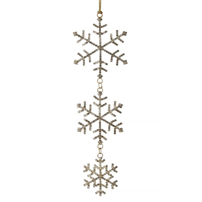 10" Petite Jewel Snowflake Drop Ornament-Gold