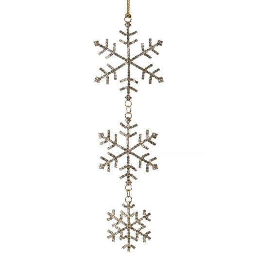 10" Petite Jewel Snowflake Drop Ornament-Gold